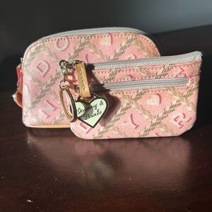 Dooney & Bourke Pink Monogram Pouch Duo Makeup & Coin/Key
